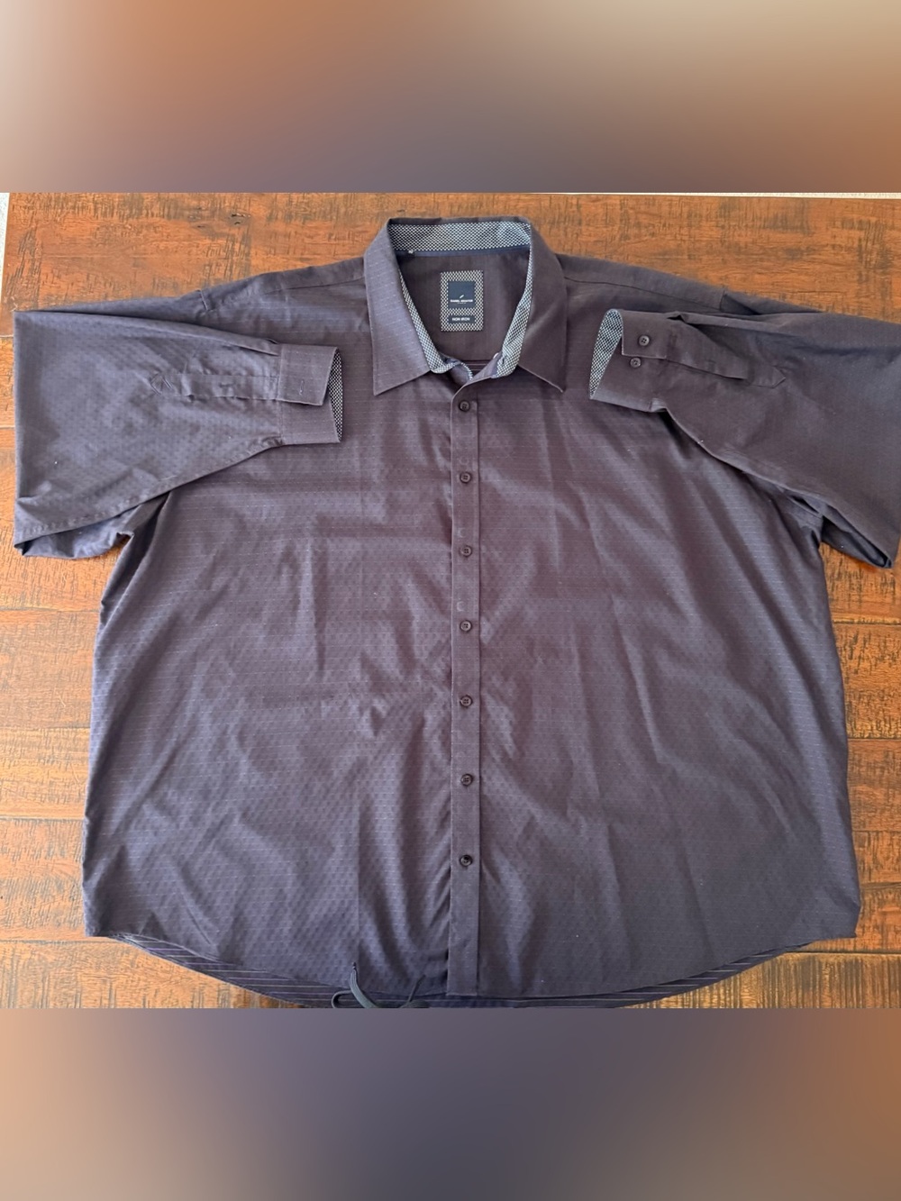 Daniel Hechter Men's Big & Tall Dark Charcoal Textured Dress Shirt SZ.5X